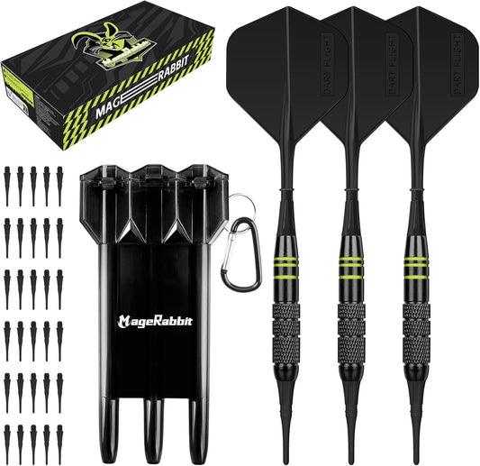 Soft Tip Dart 3Pcs+Durable Moulded Flights,Plastic Darts Set with Extra 30 Pcs Soft Tips+Carry Box, Electronic Darts,Dart for Electronic Dartboard,